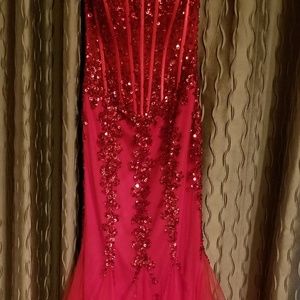Jovani Red Heartneck strapless gown
